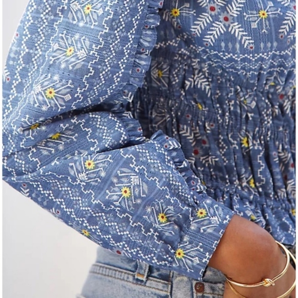 NWOT Forever That Girl Embroidered Smocked Waist Top - Picture 3 of 7